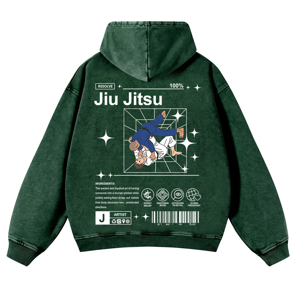 Jiu Jitsu Washed Hoodie wearishow