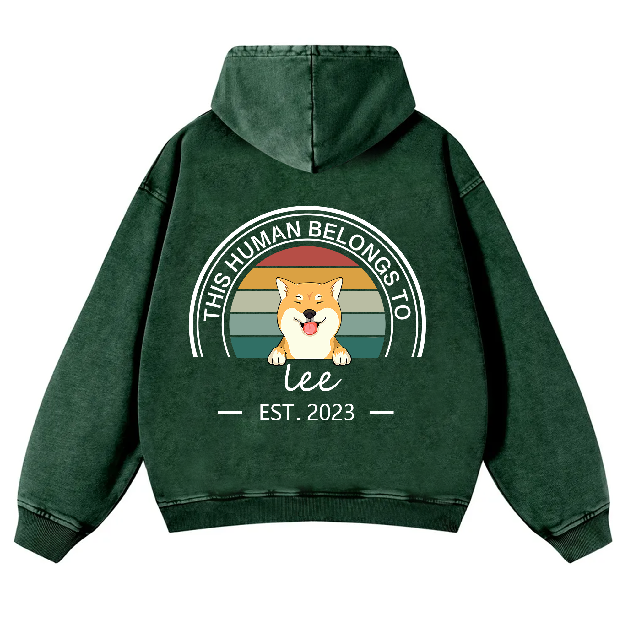 This Human Belongs To 3 - Personalized Custom Unisex Washed Hoodie
