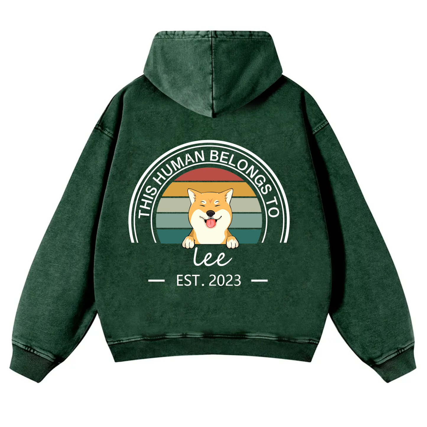 This Human Belongs To 3 - Personalized Custom Unisex Washed Hoodie