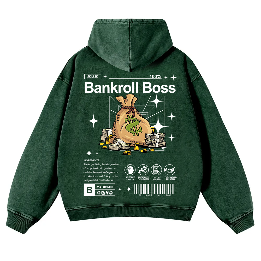 Bankroll Boss Washed Hoodie wearishow
