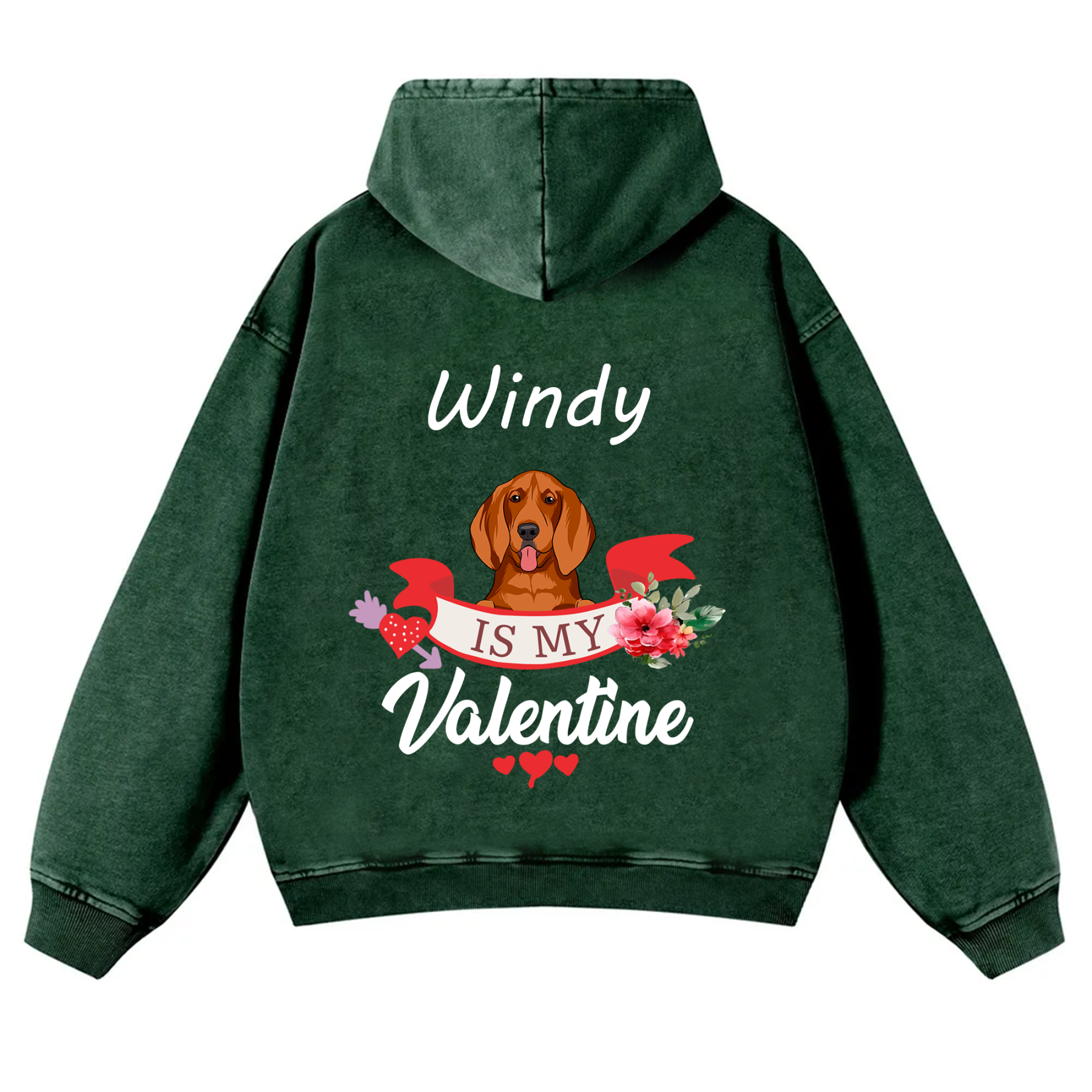 My Dog Is My Valentine Lover - Personalized Custom Unisex Washed Hoodie