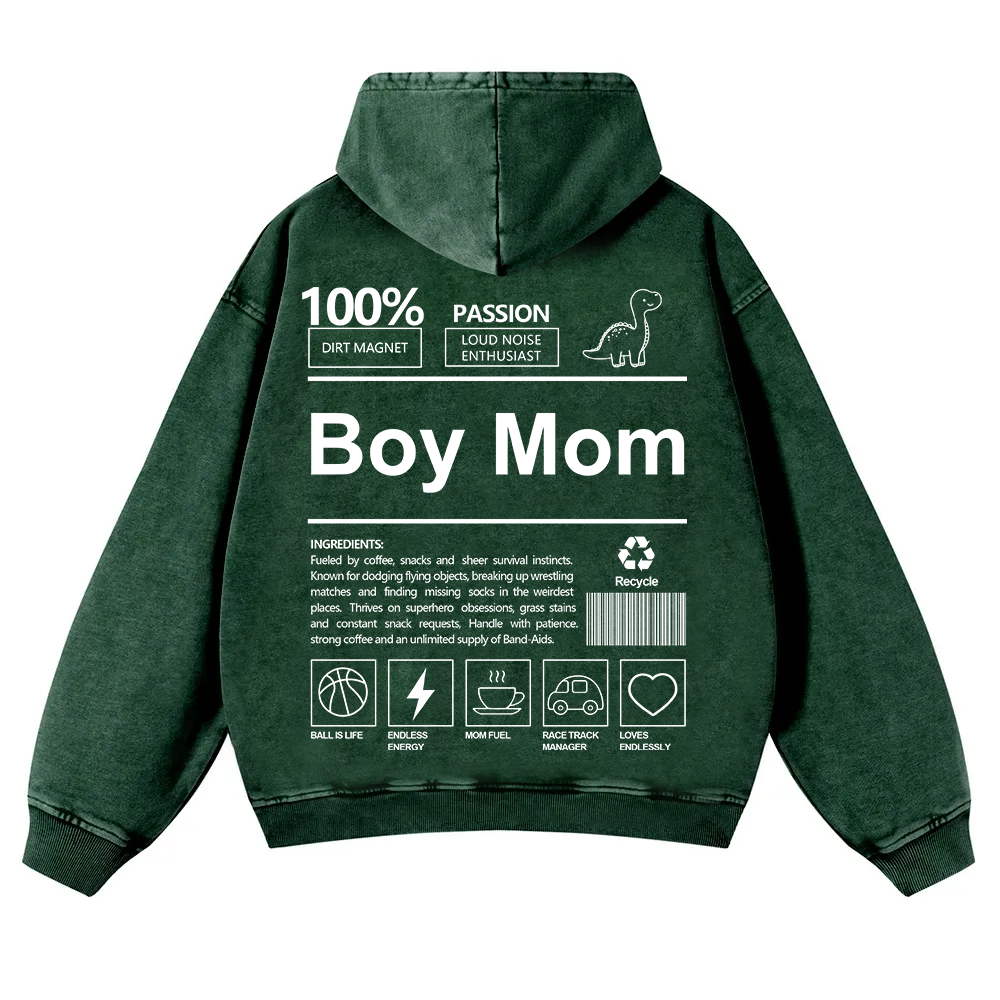 Boy Mom Washed Hoodie wearishow