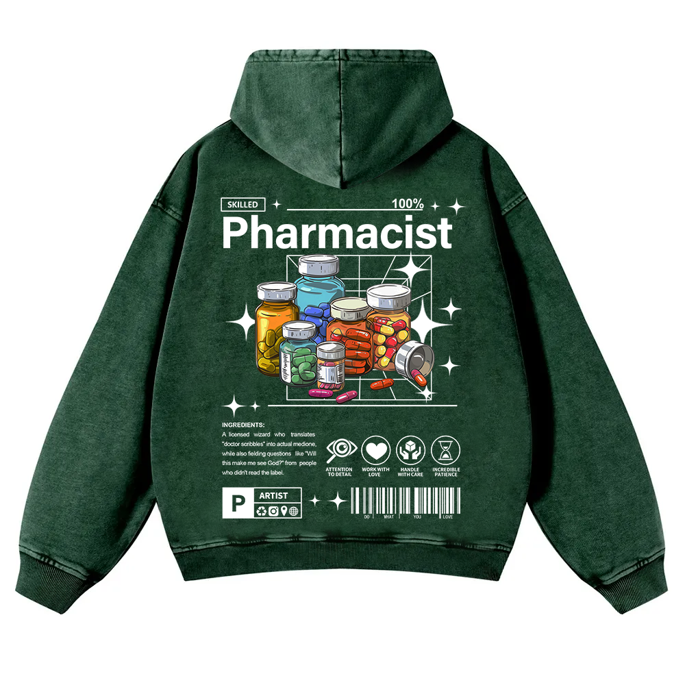 Pharmacist Washed Hoodie wearishow