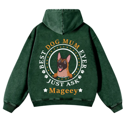Best Dog Dad/Dog Mum Circle - Personalized Custom Unisex Washed Hoodie