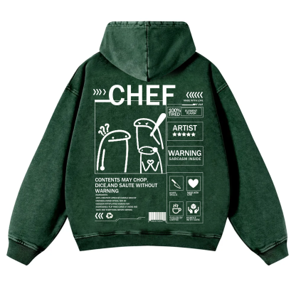 Chef Solid Color Unisex Washed Hoodie