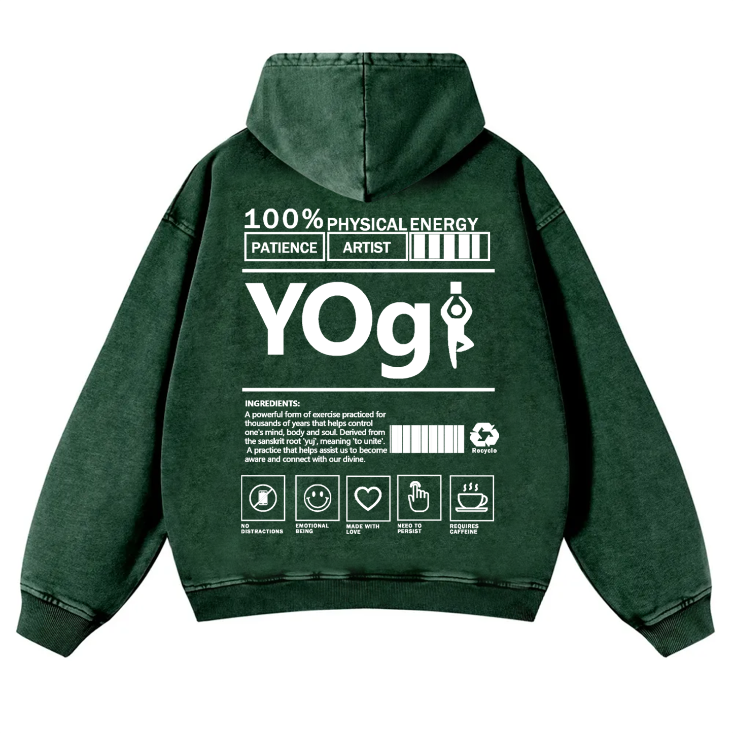 Yogi Solid Color Unisex Washed Hoodie