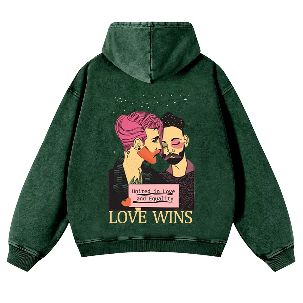 United in Love and Equality Love Wins Washed Hoodie wearishow