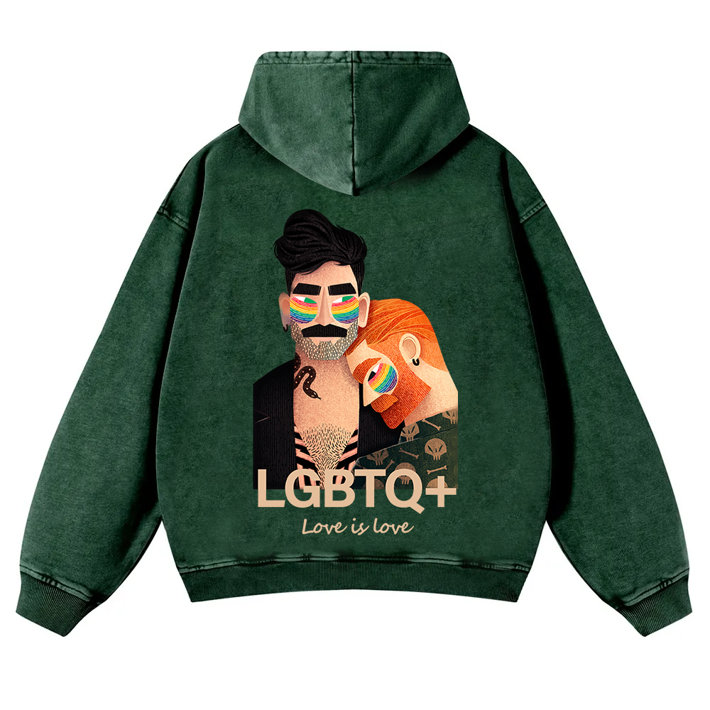 Lgbtq+ Love Is Love Washed Hoodie wearishow