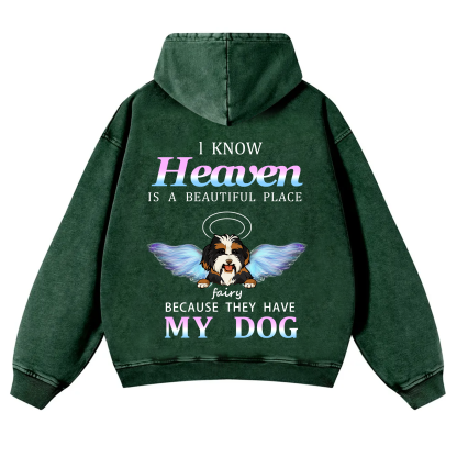Heaven Is A Beautiful Place - Personalized Custom Unisex Washed Hoodie