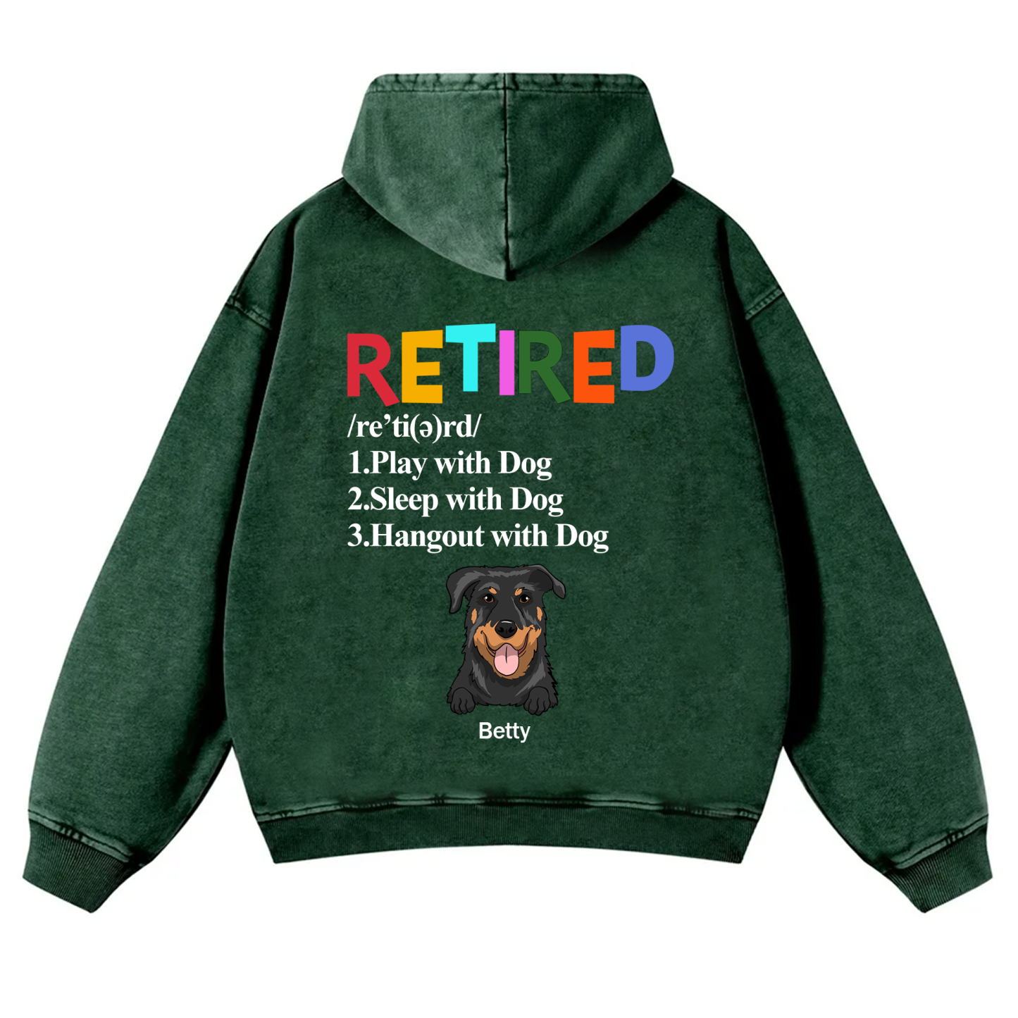 Retired,Play With Dog - Personalized Custom Unisex Washed Hoodie