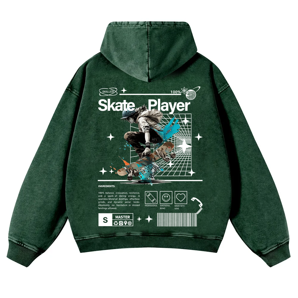 Skate Player  Washed Hoodie wearishow