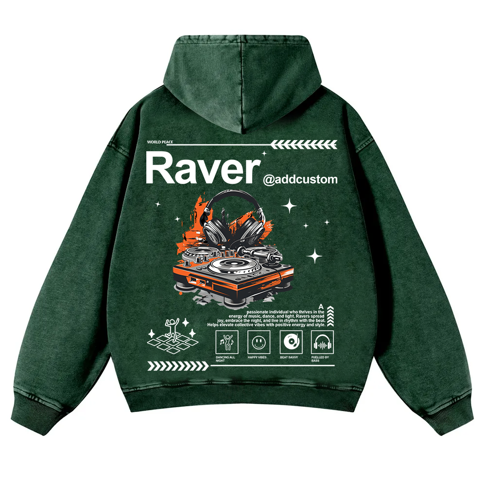 Addcustom Raver Washed Hoodie wearishow