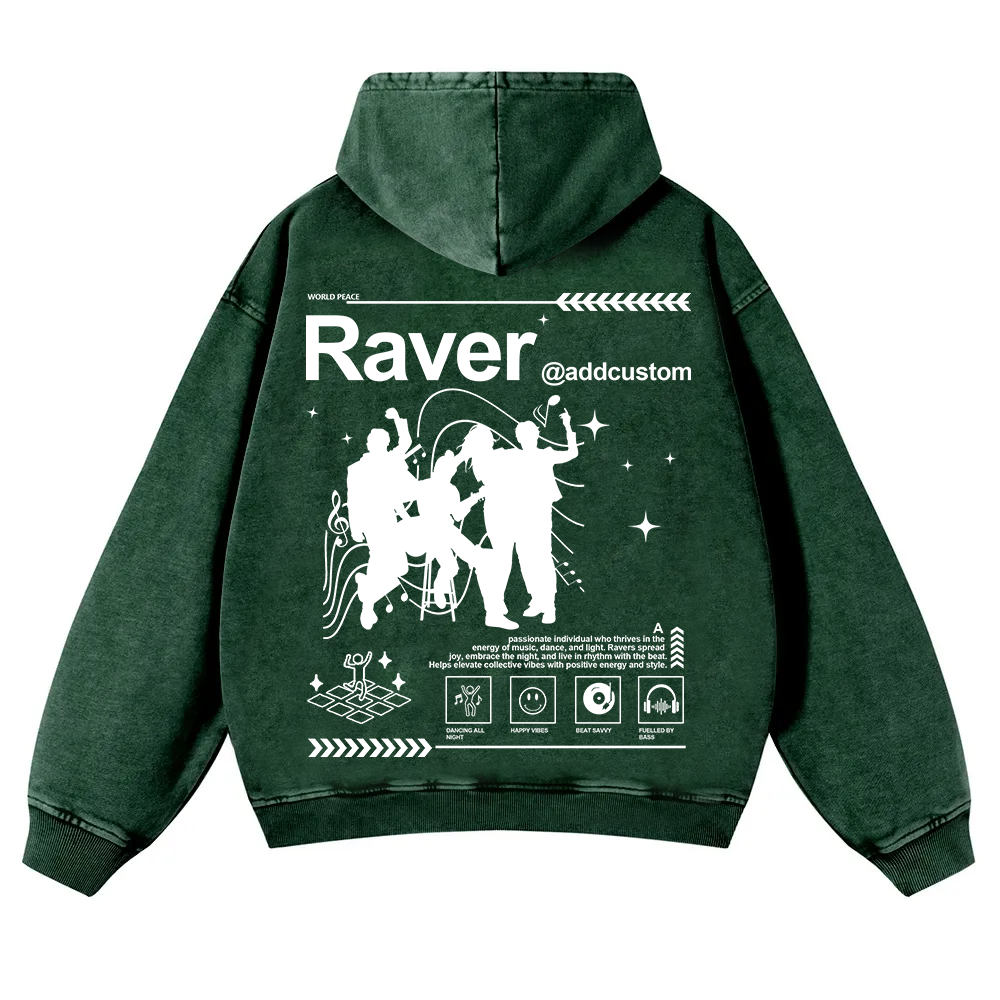 Addcustom Raver Washed Hoodie wearishow
