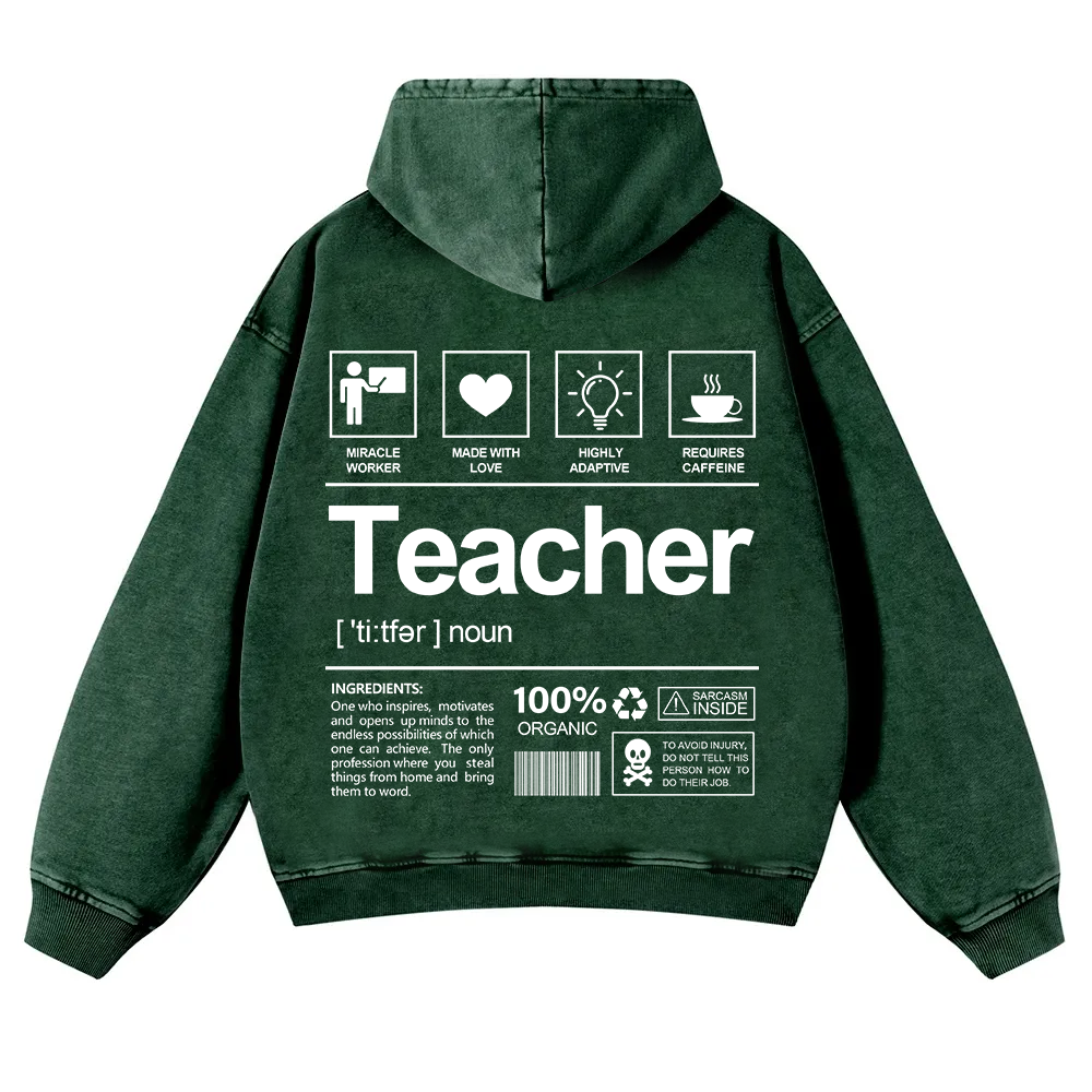 Teacher Washed Hoodie wearishow
