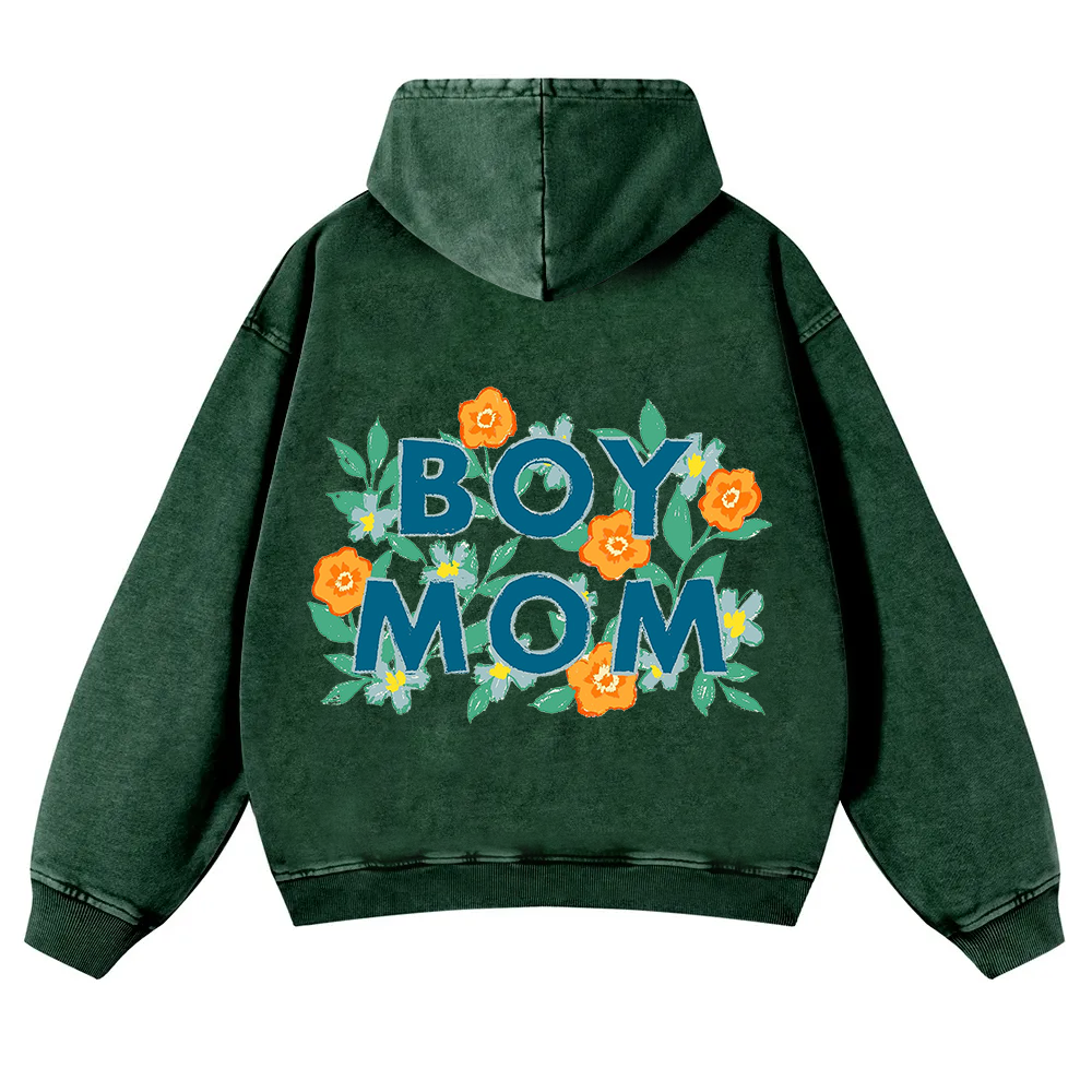 Boy Mom Washed Hoodie wearishow