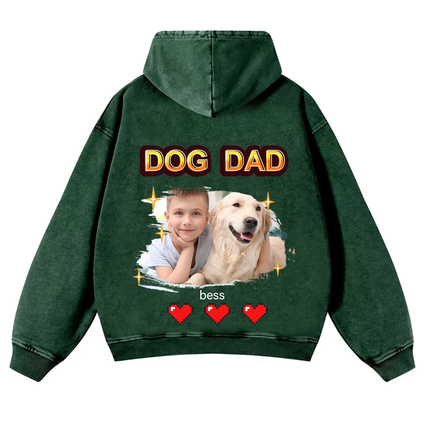 Dog Mom Pixel Photo - Personalized Custom Unisex Washed Hoodie