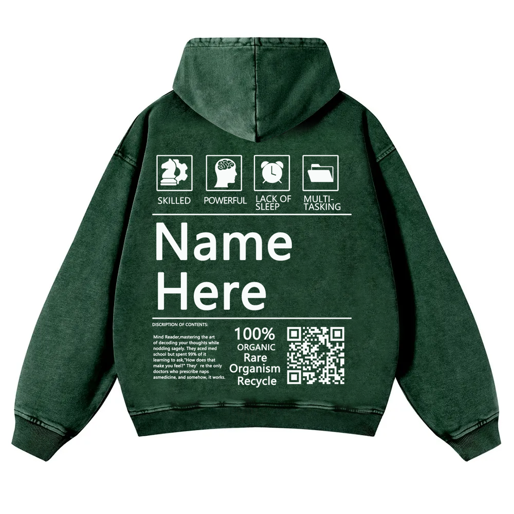 QR Code Customized Unisex Fit Washed Hoodie