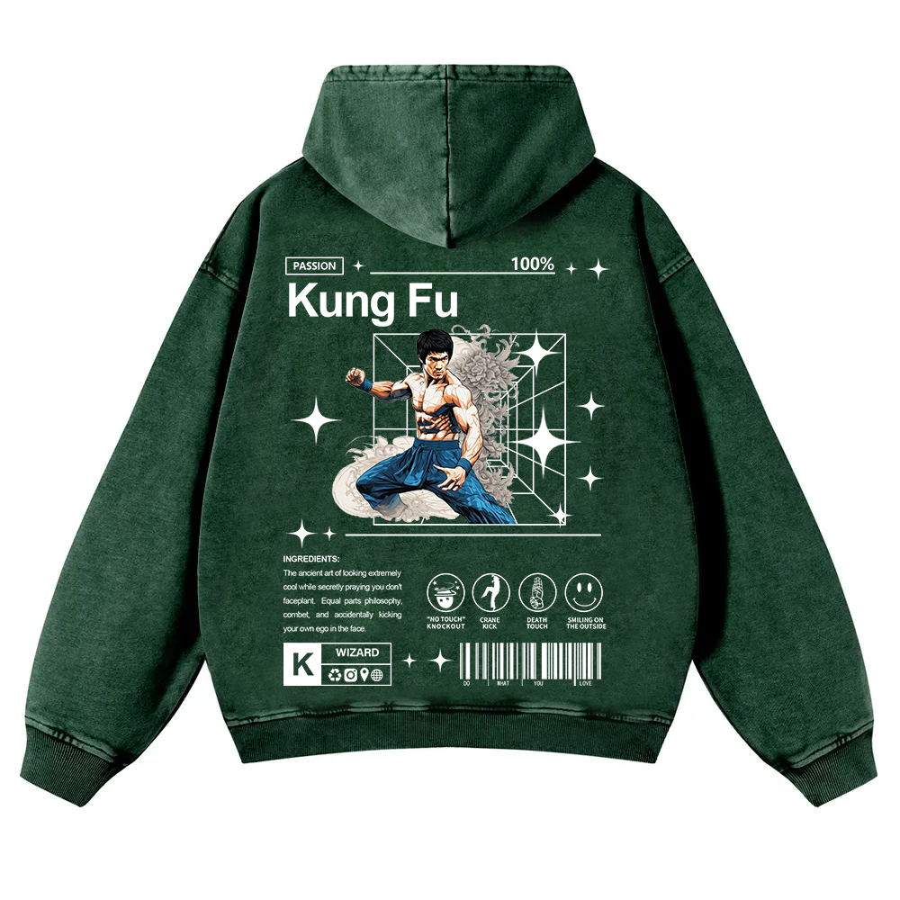 Kung Fu Washed Hoodie wearishow