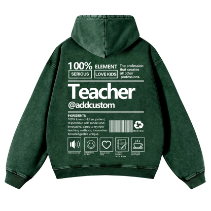 Teacher Addcustom Casual Washed Hoodie wearishow