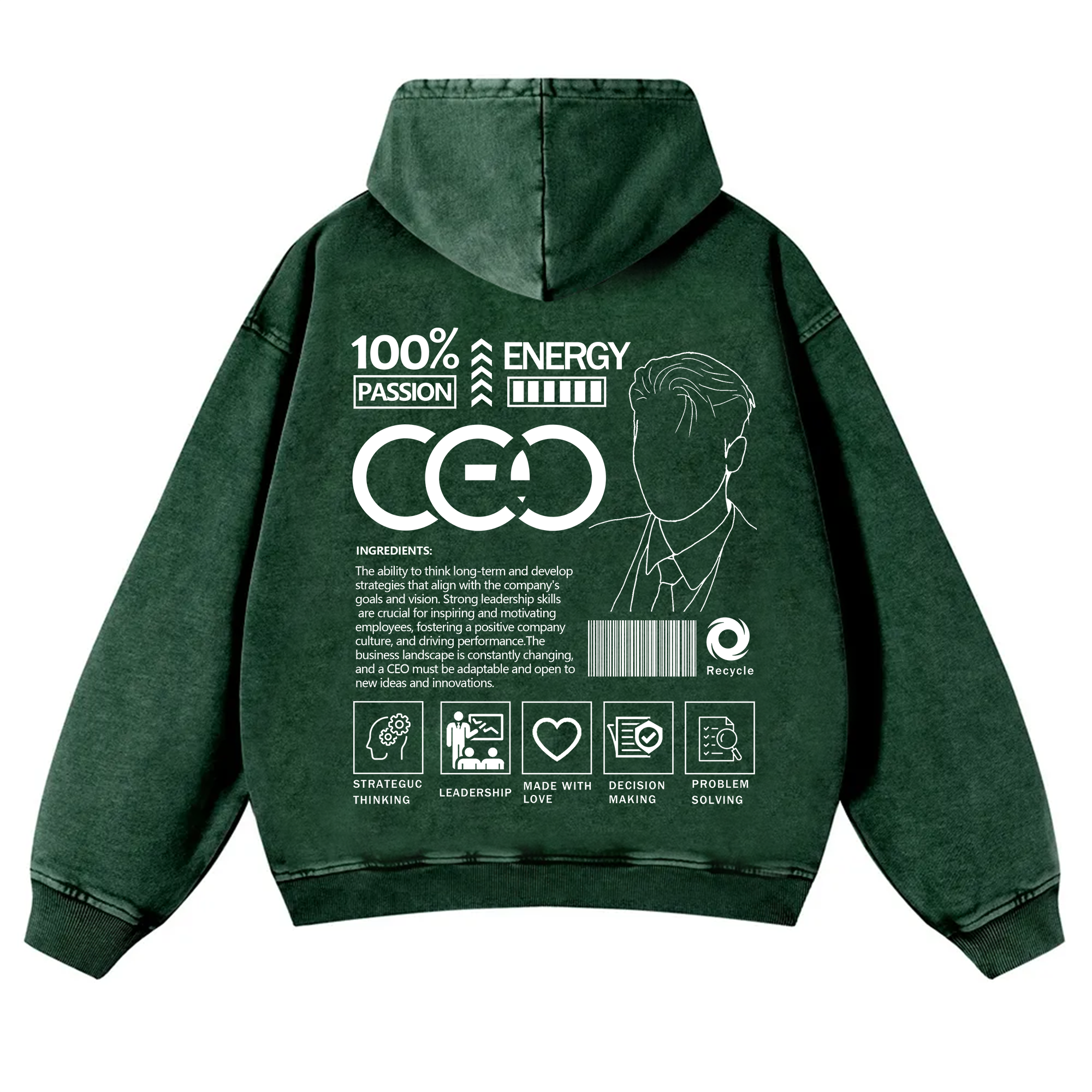 CEO  Unisex Fit Vintage Washed Hoodie
