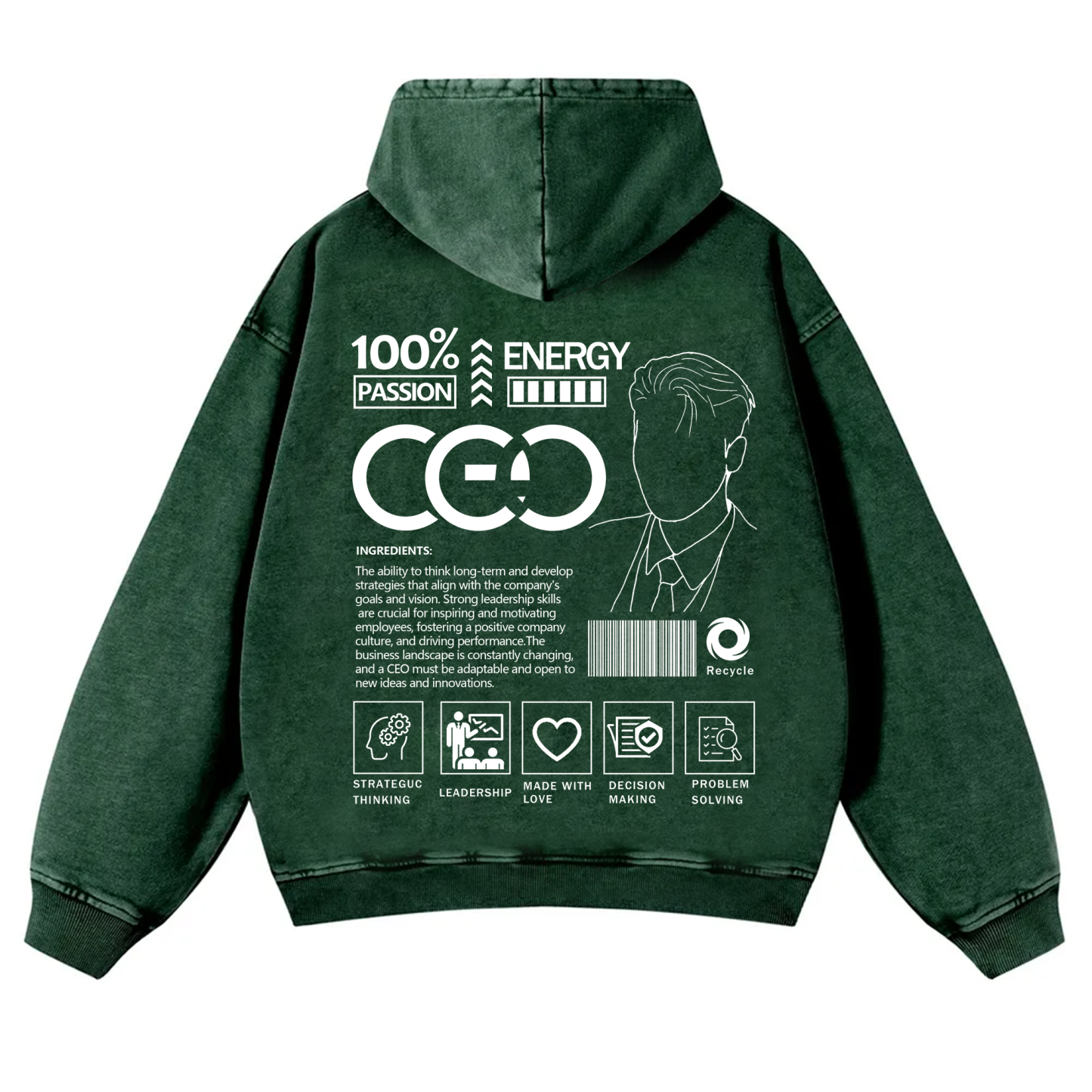 CEO  Unisex Fit Vintage Washed Hoodie