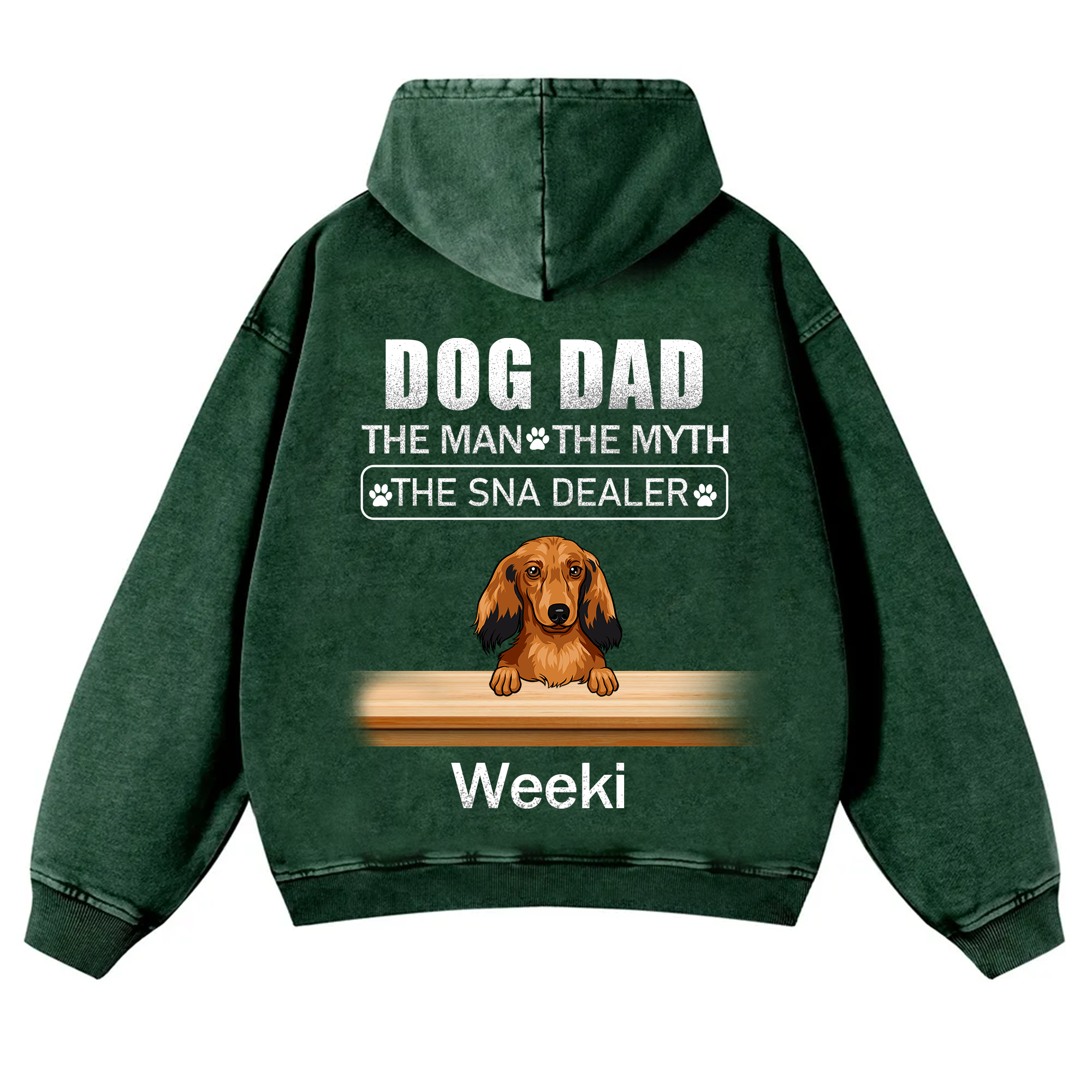 Dog Dad The Man The Myth The Snack Dealer - Personalized Custom Unisex Washed Hoodie