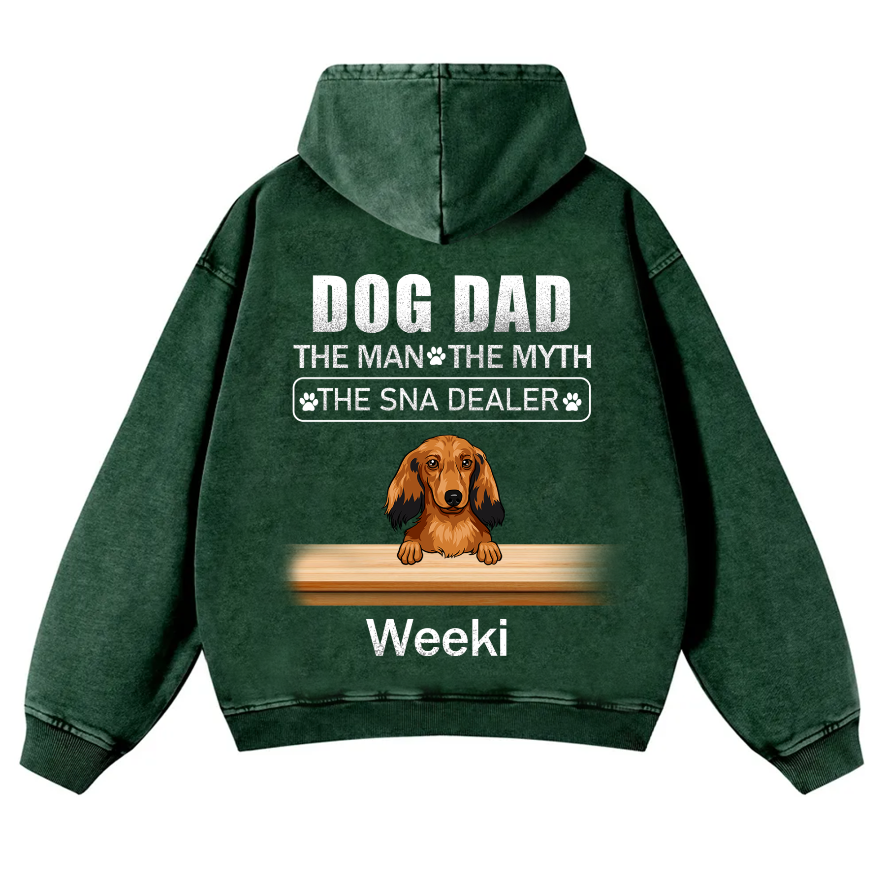 Dog Dad The Man The Myth The Snack Dealer - Personalized Custom Unisex Washed Hoodie