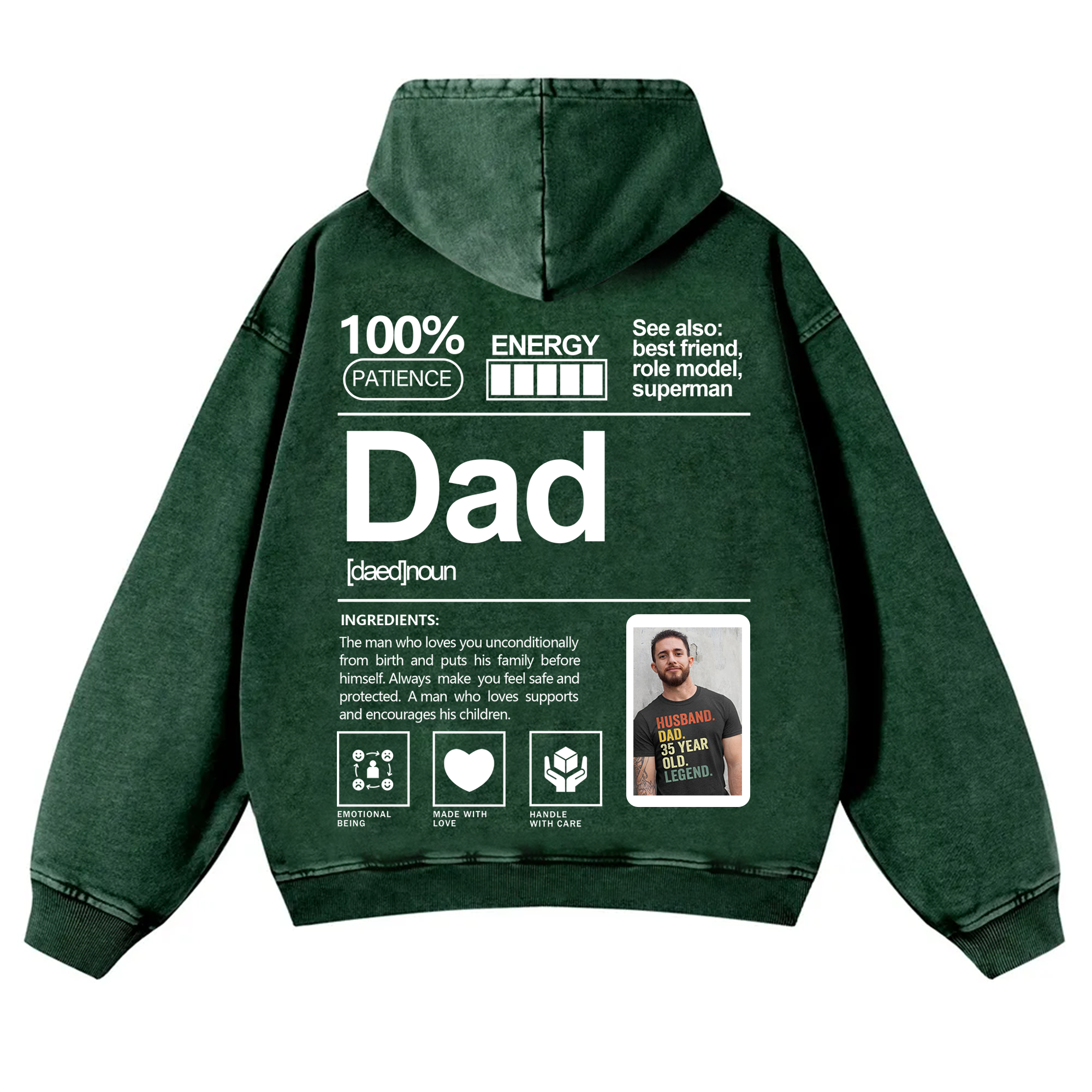 Addcustom Photo family Vintage Washed Hoodie