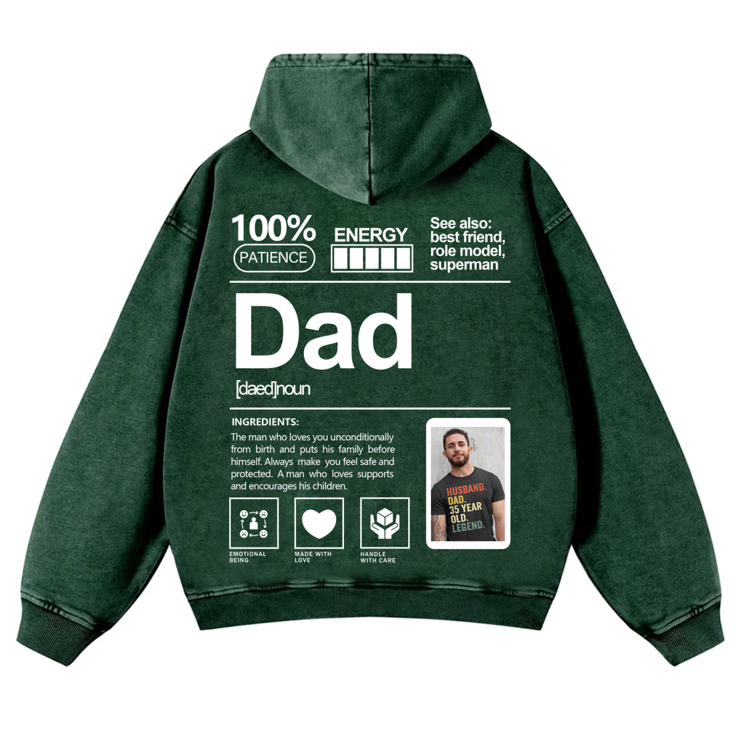 Addcustom Photo family Vintage Washed Hoodie