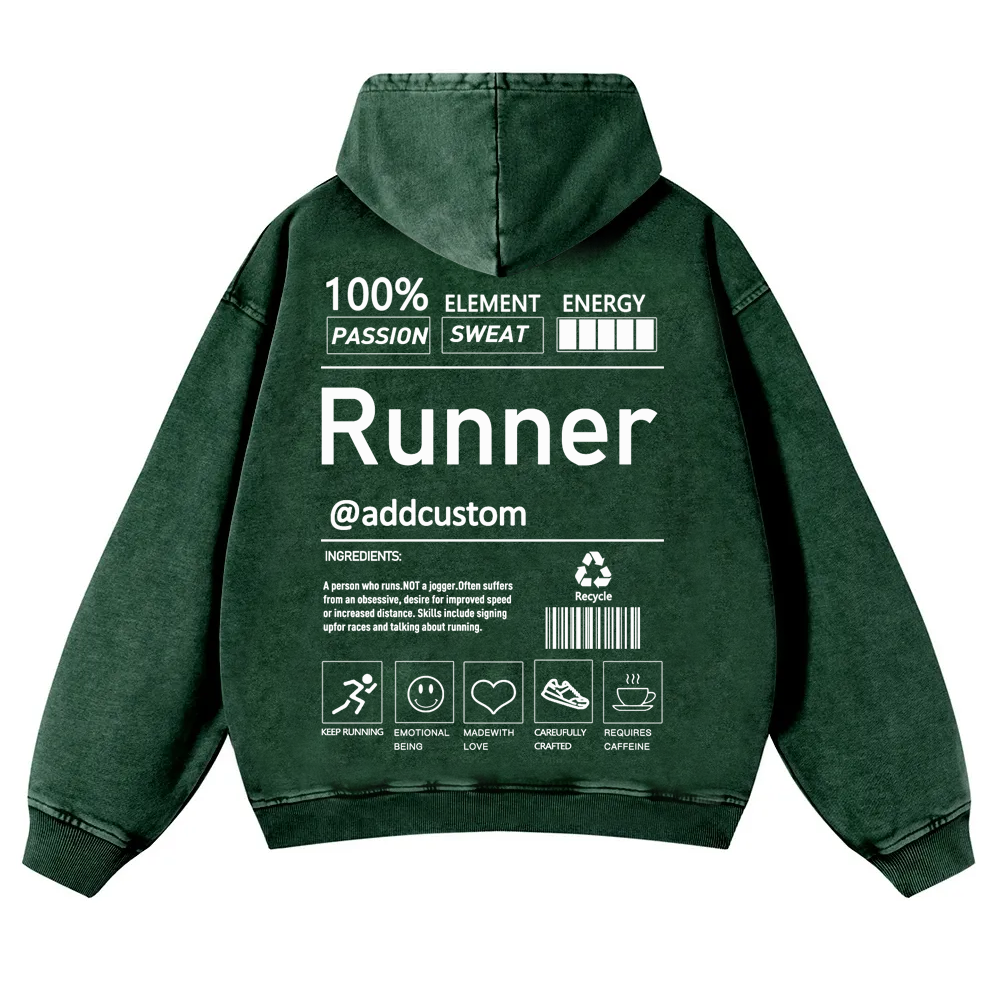 Addcustom Runner Casual Washed Hoodie