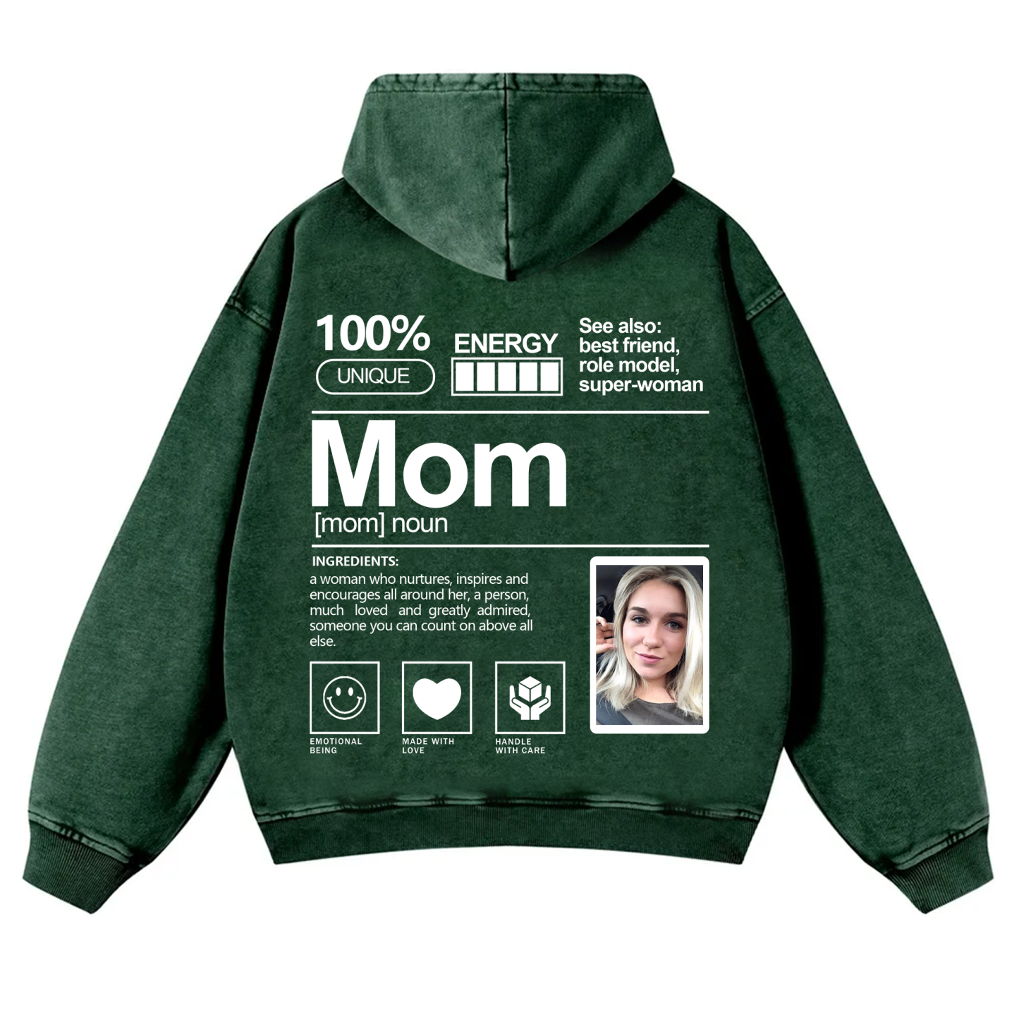 Addcustom Photo Mom Vintage Washed Hoodie
