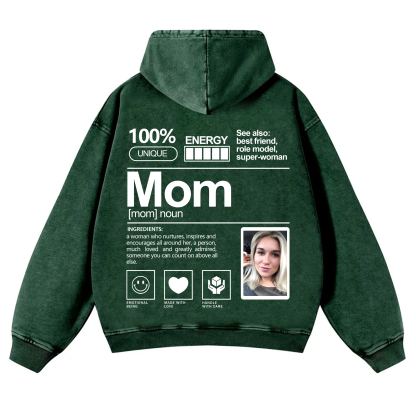 Addcustom Photo Mom Vintage Washed Hoodie