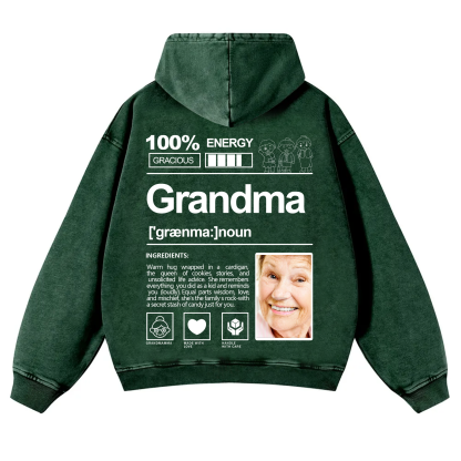 Addcustom Photo Grandma Vintage Washed Hoodie