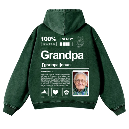 Addcustom Photo Grandpa Vintage Washed Hoodie