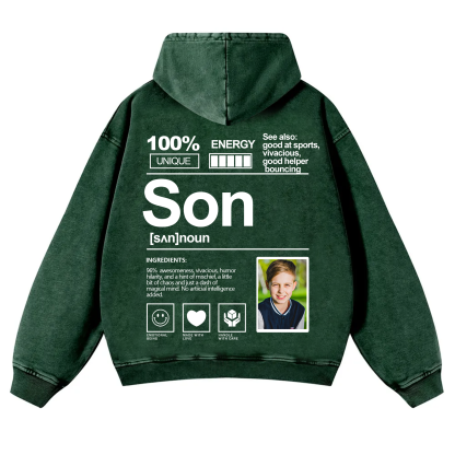 Addcustom Photo Son Vintage Washed Hoodie