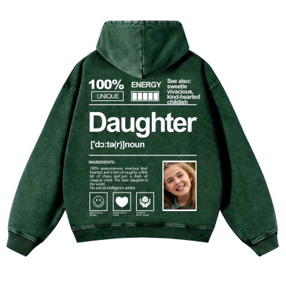 Addcustom Photo Daughter Vintage Washed Hoodie