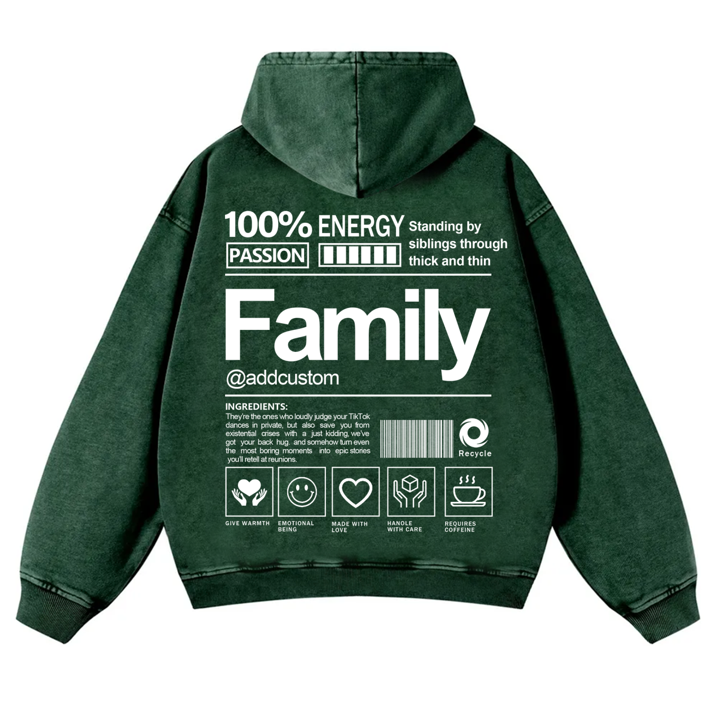 Family Addcustom  Vintage Washed Hoodie