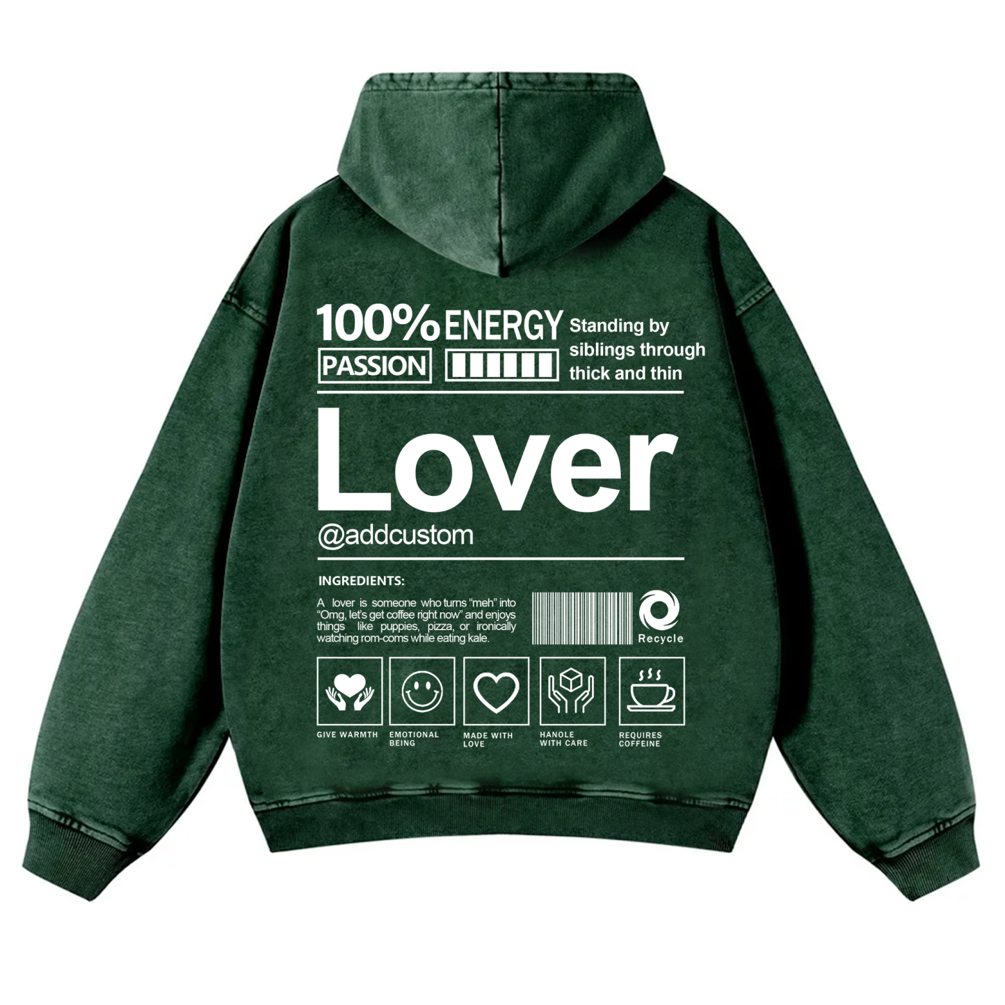 Lover Addcustom  Vintage Washed Hoodie