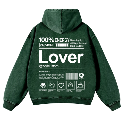 Lover Addcustom  Vintage Washed Hoodie