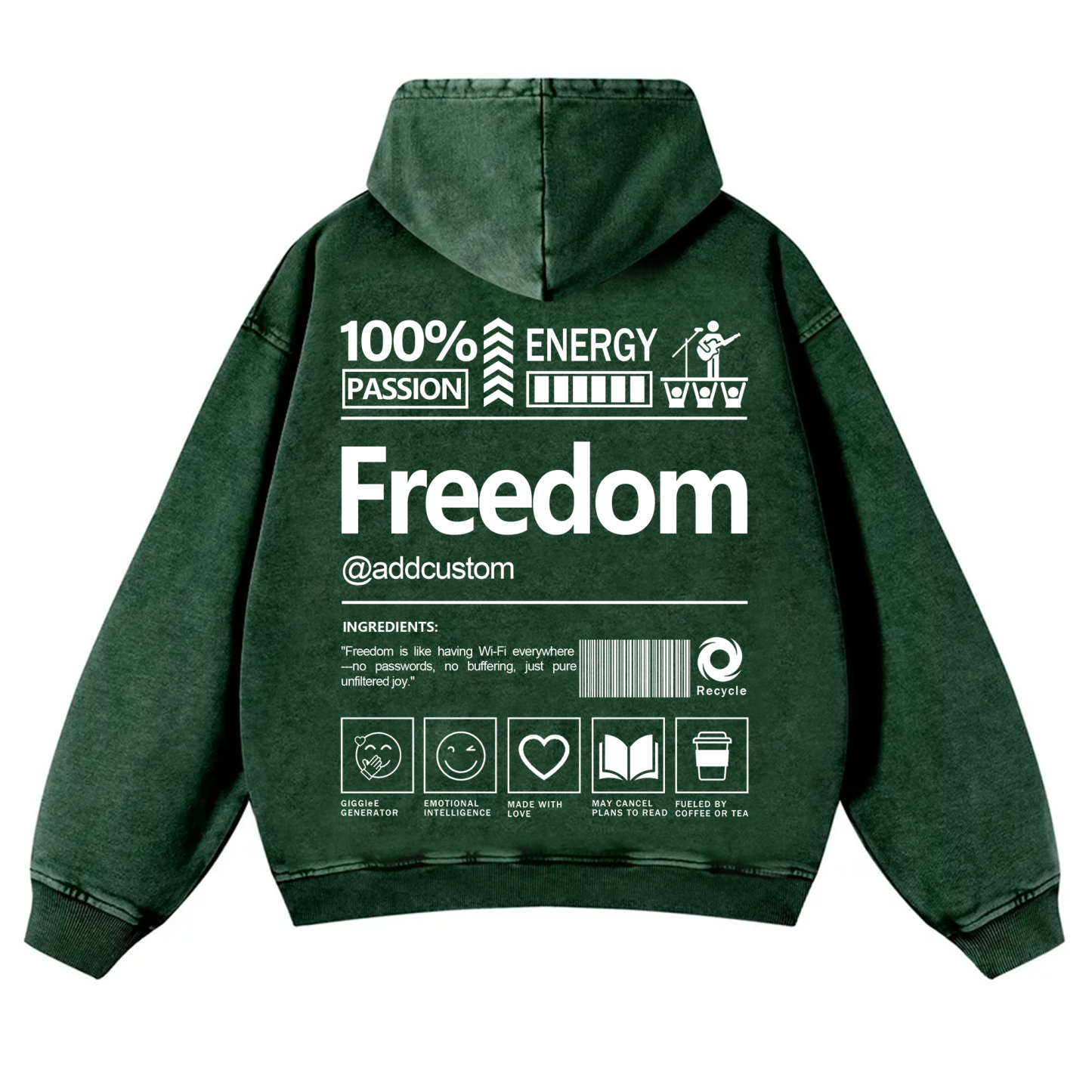 Freedom Addcustom  Vintage Washed Hoodie