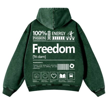 Freedom Unisex Fit Vintage Washed Hoodie