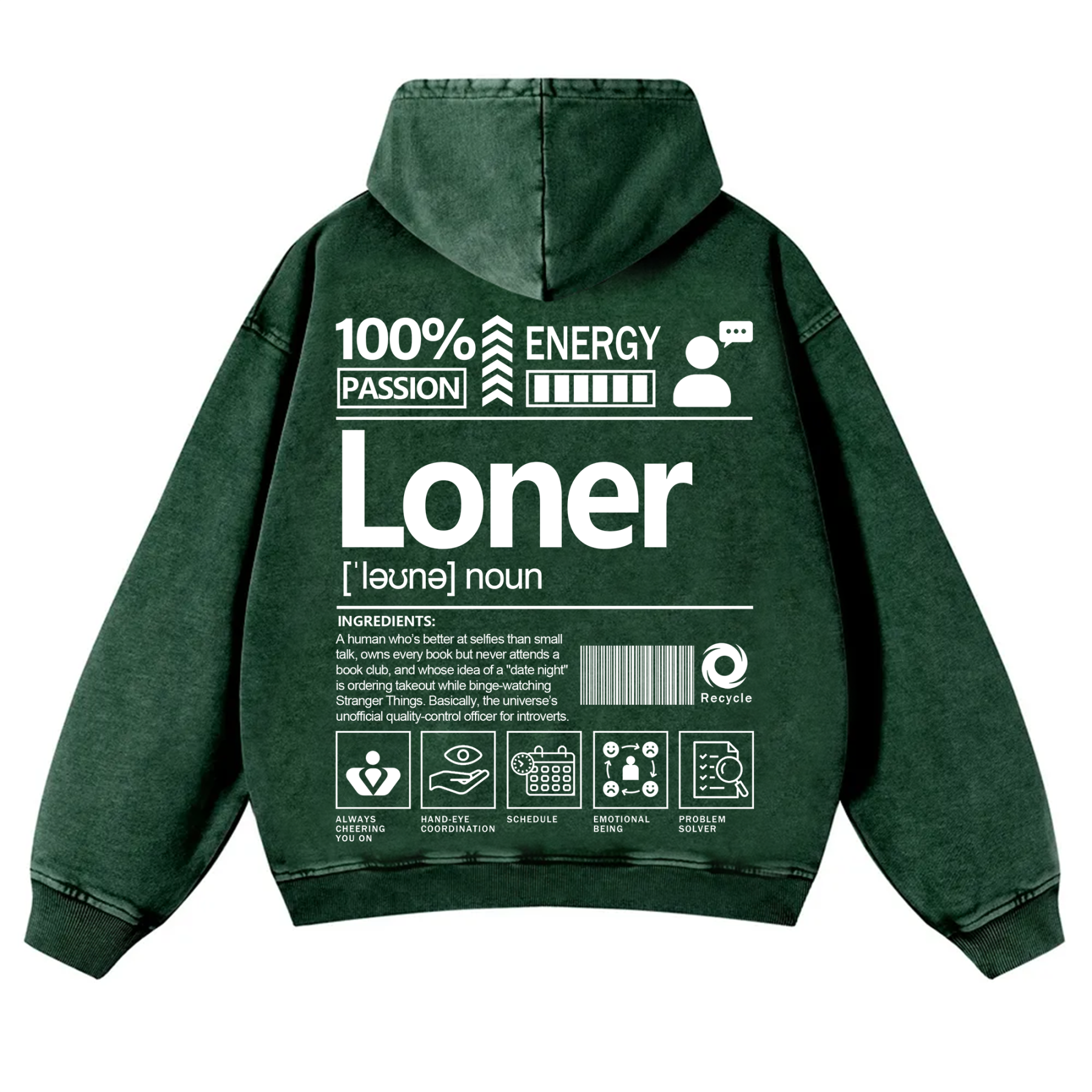 Loner Unisex Fit Vintage Washed Hoodie