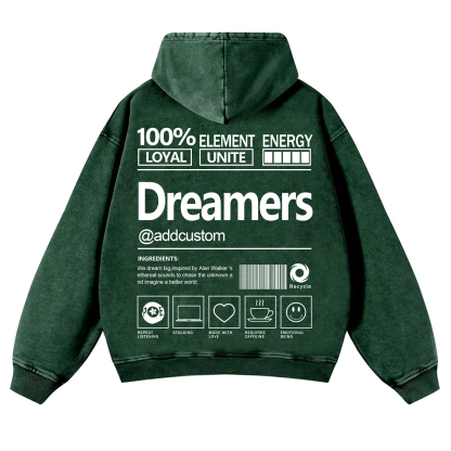 Dreamers Addcustom Unisex Fit Vintage Washed Hoodie