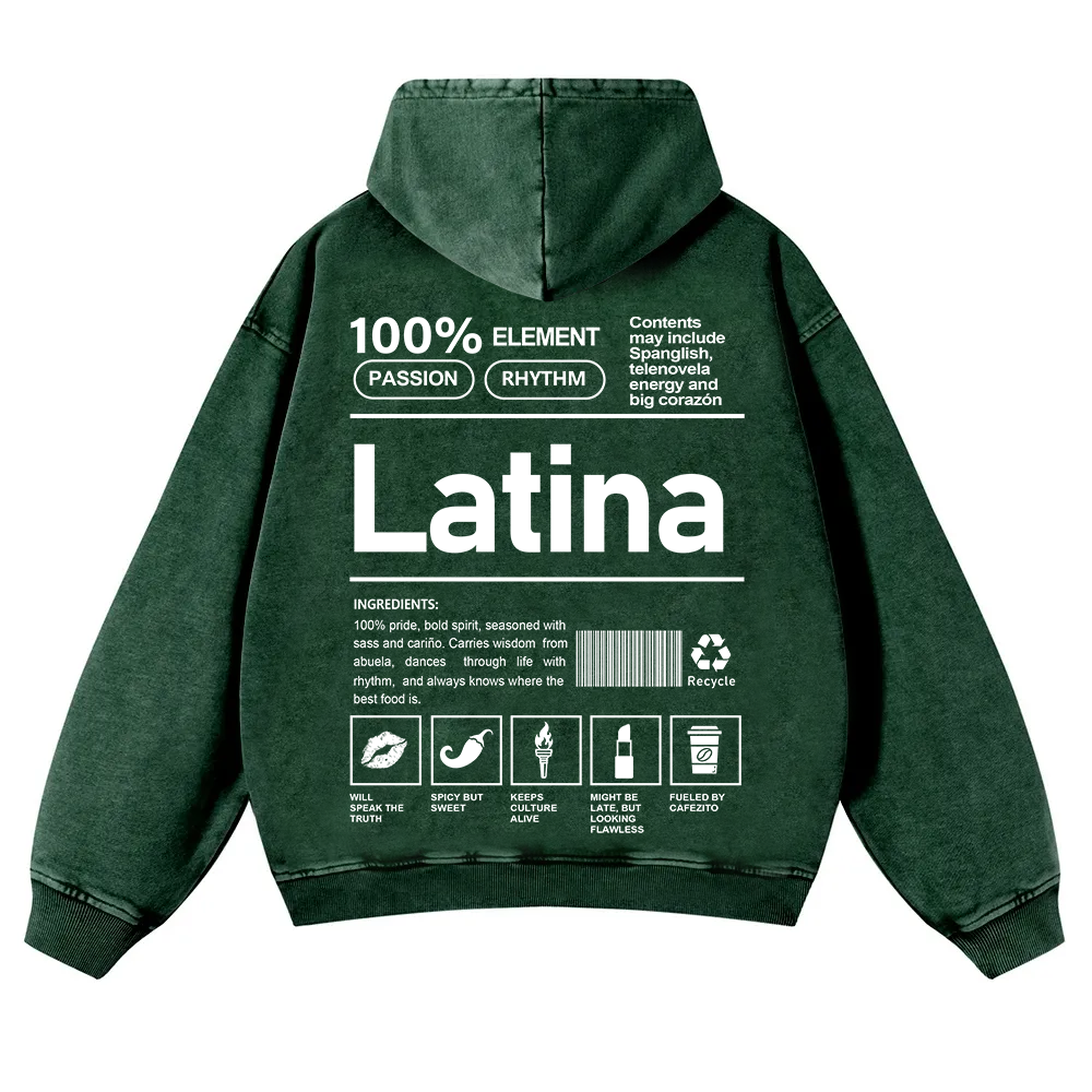 Latina Unisex Fit  Washed Hoodie wearishow