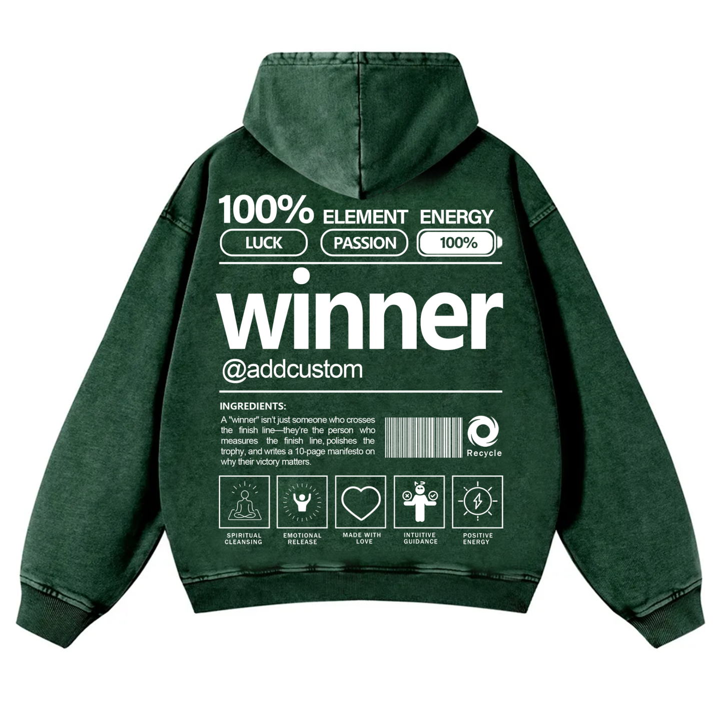 Winner Addcustom Unisex Fit Vintage Washed Hoodie