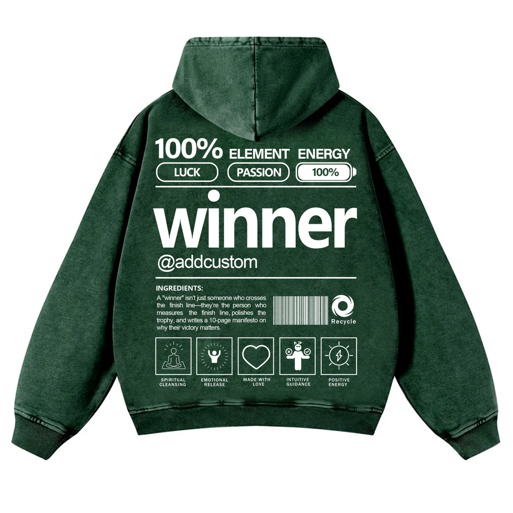 Winner Addcustom Unisex Fit Vintage Washed Hoodie