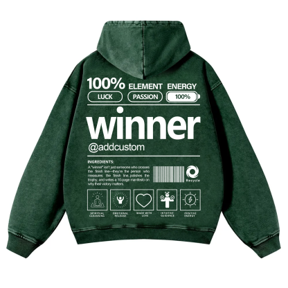 Winner Addcustom Unisex Fit Vintage Washed Hoodie