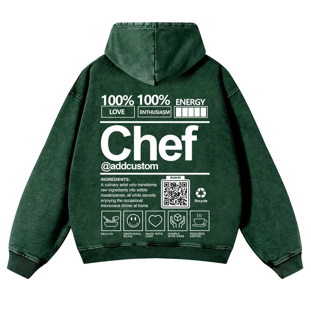Chef Addcustom QR Code Unisex Fit Vintage Washed Hoodie