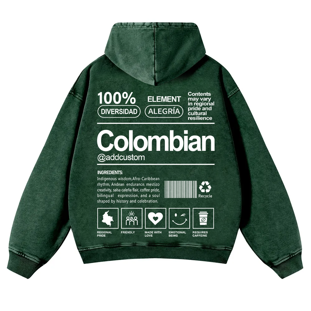 Colombian Addcustom Unisex Fit  Washed Hoodie wearishow
