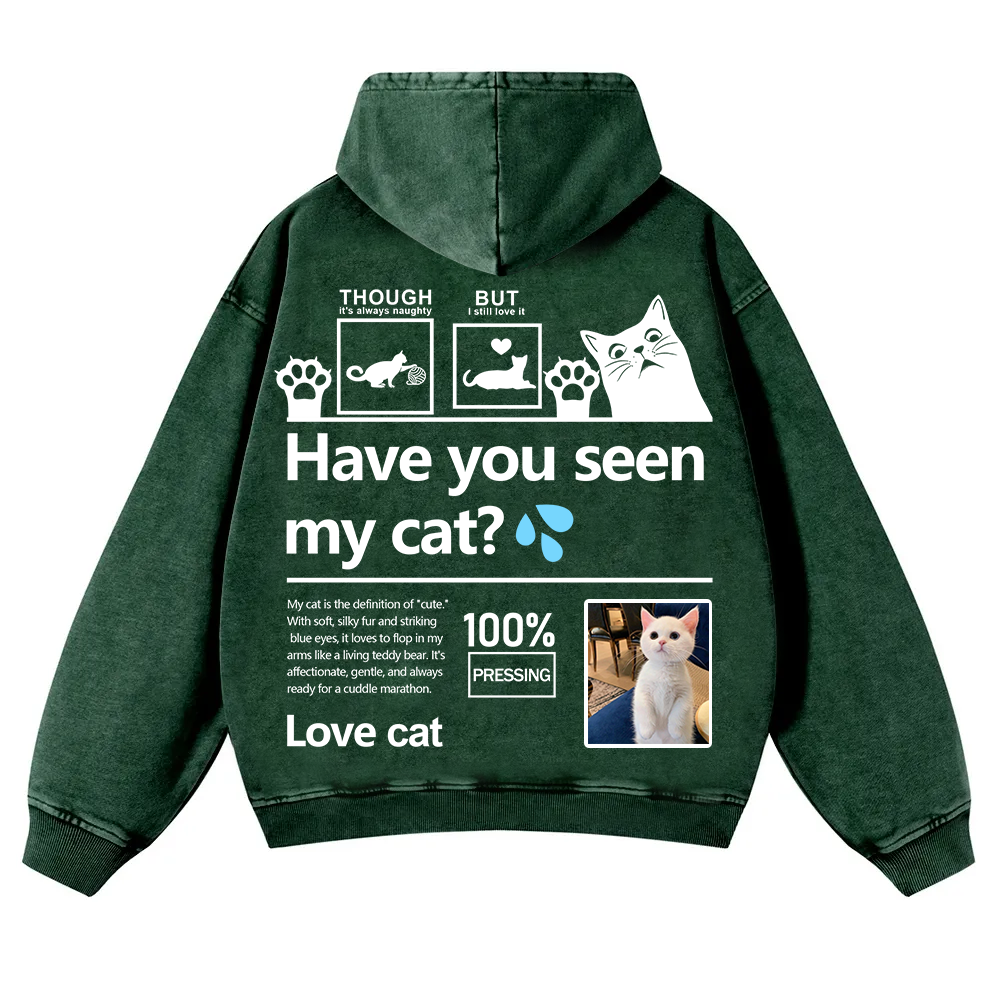 Cat Trick Customized Unisex Casual Washed Hoodie wearishow